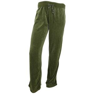 Vintage Hanes Green Velour Pants SP Y2K Softcore Indie Satin Stripe Lounge Cozy